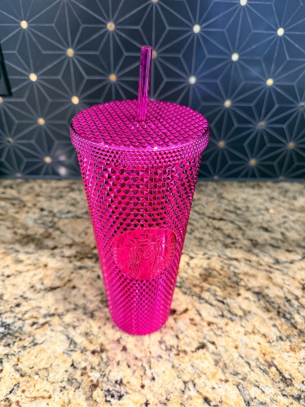 Starbucks Metallic Hot Pink Studded Reusable Tumbler with Straw